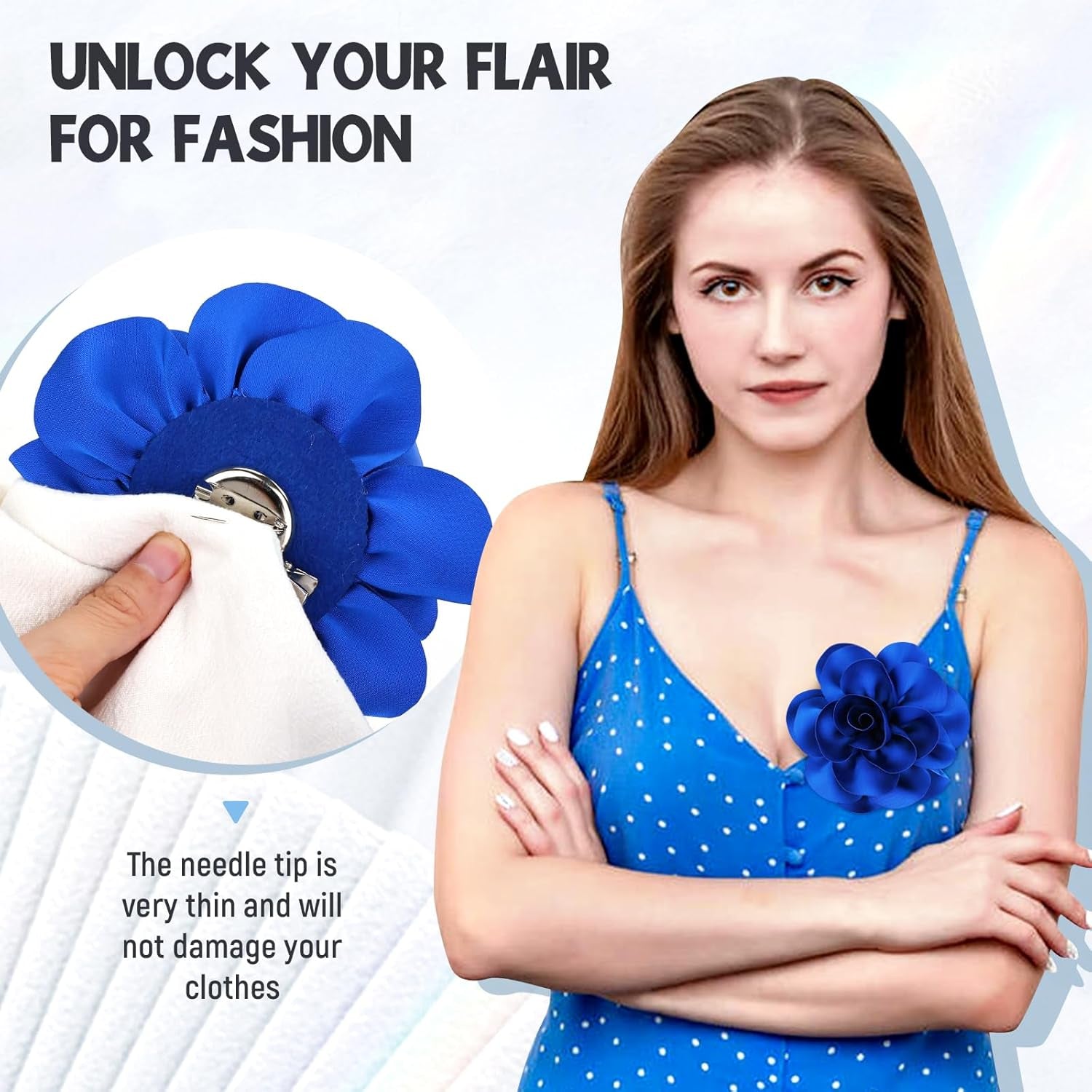 8 Pack Decorative 13Cm/5" Big Silky Satin Flower Brooch Pins Duckbill Alligator Hair Clips Barrettes Floral Hair Pins Accessories for Women Girls Teens Kids