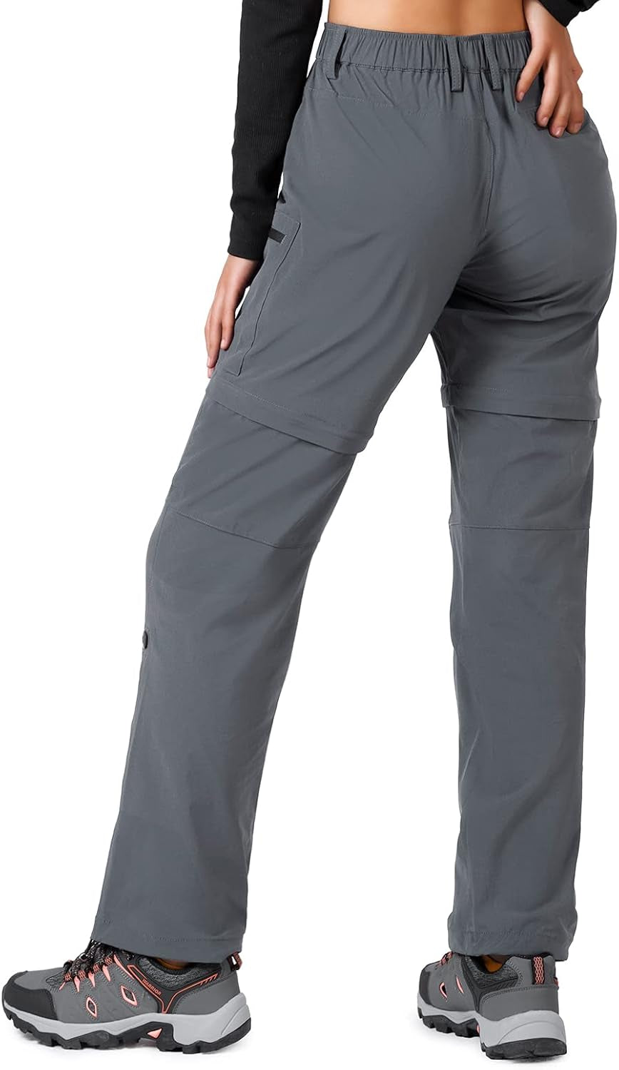 Women'S-Hiking-Pants-Convertible Quick-Dry-Stretch-Lightweight Zip-Off Outdoor Pants with 5 Deep Pockets