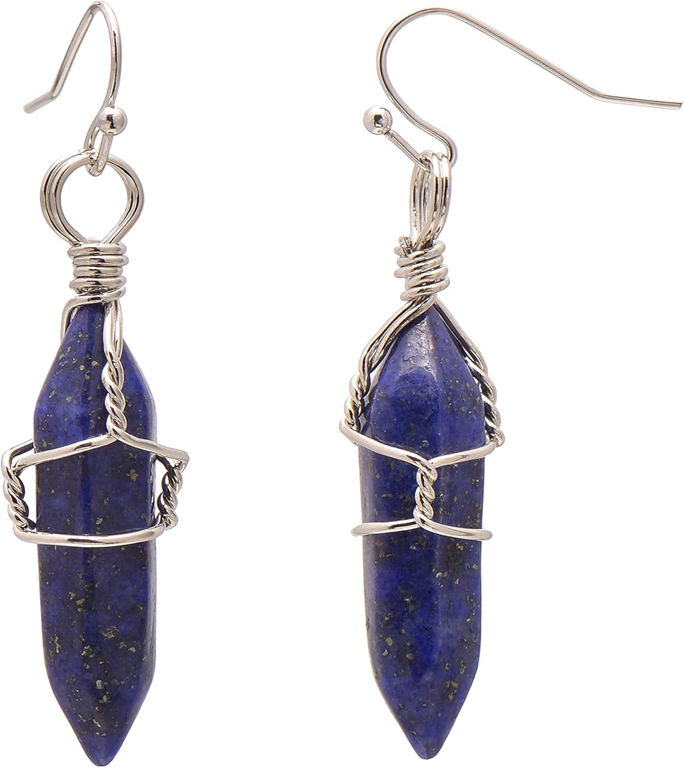 Hand Wired Healing Crystal Point Chakra Dangling Earrings for Women