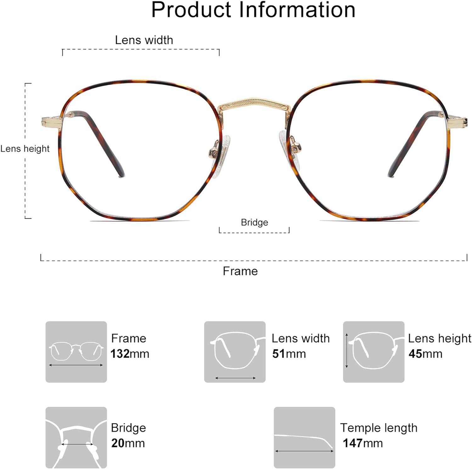 Small Blue Light Blocking Glasses Hexagonal Eyeglasses Frame Anti Blue Ray Glasses One and Only SJ5036