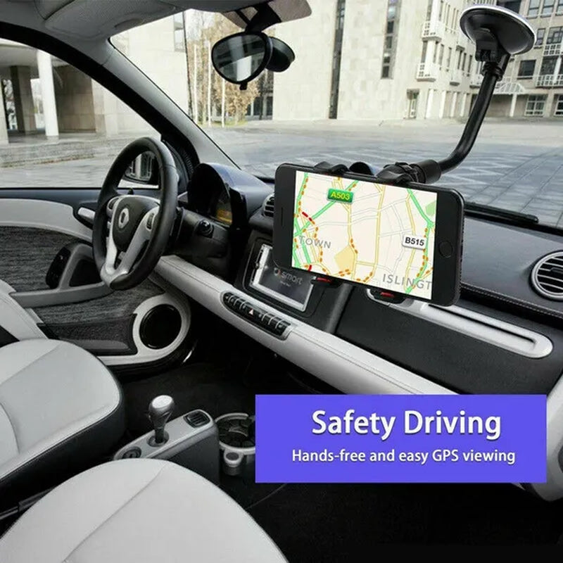 Universal Long Arm 360 Degrees Rotation Windshield Dashboard Car Mount Holder Cradle System for iPhone Mobile Cell Phone GPS