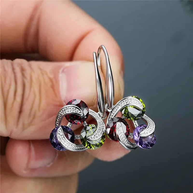 2020 New Fashion Mysterious Amethyst Peridot Ruby Drop Pendant Earrings Sterling Silver 925 Chic Diamond Charm Jewelry Surprise Gift