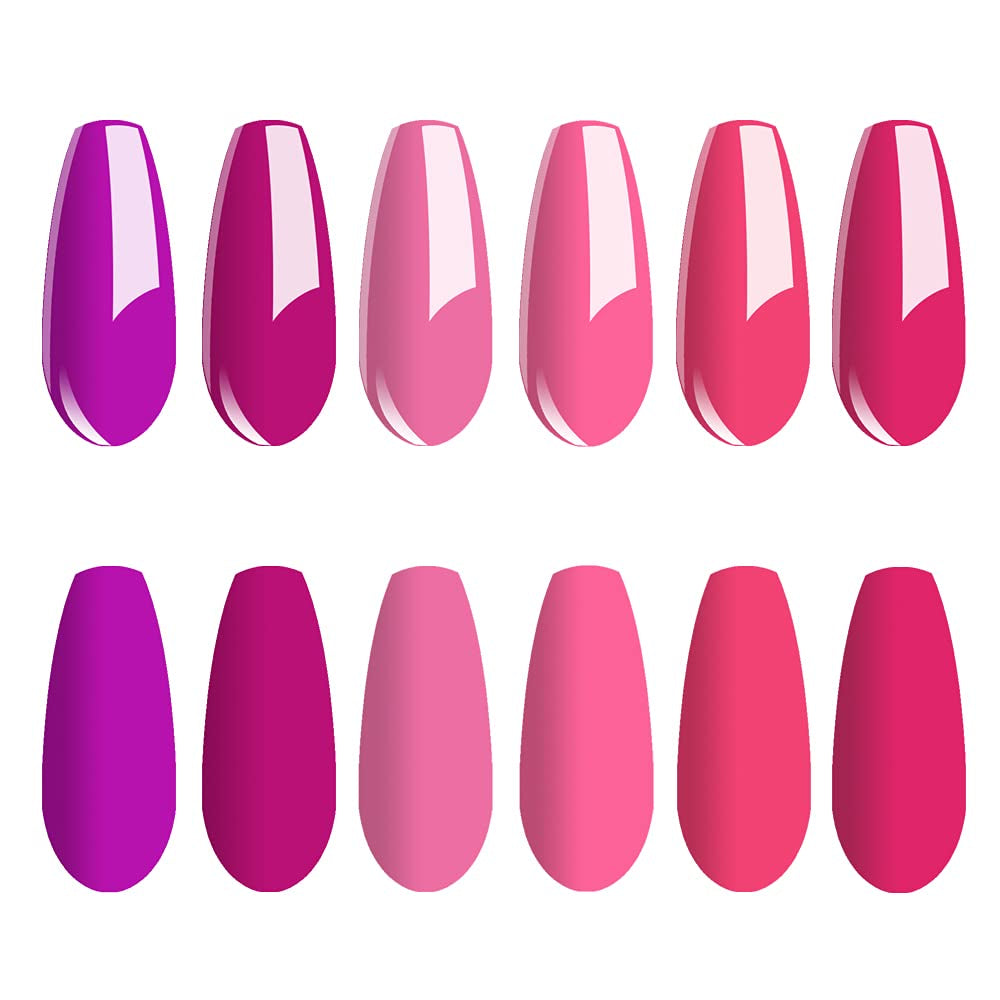 Hot Pink Fuchsia Gel Nail Polish Set - 6PCS Colors Magenta Purple Gel Polish, Soak off Gel Polish Set Nail Art LED UV Nail Lamp Cured,8Ml Each Bottle Nail Gel Kit Glamour Gifts