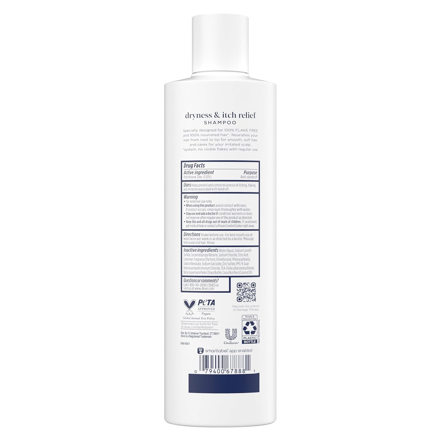 Damage Therapy Derma Shampoo Dryness + Itch for Flaky Scalp with Pyrithione Zinc and Coconut Oil 12 Fl Oz