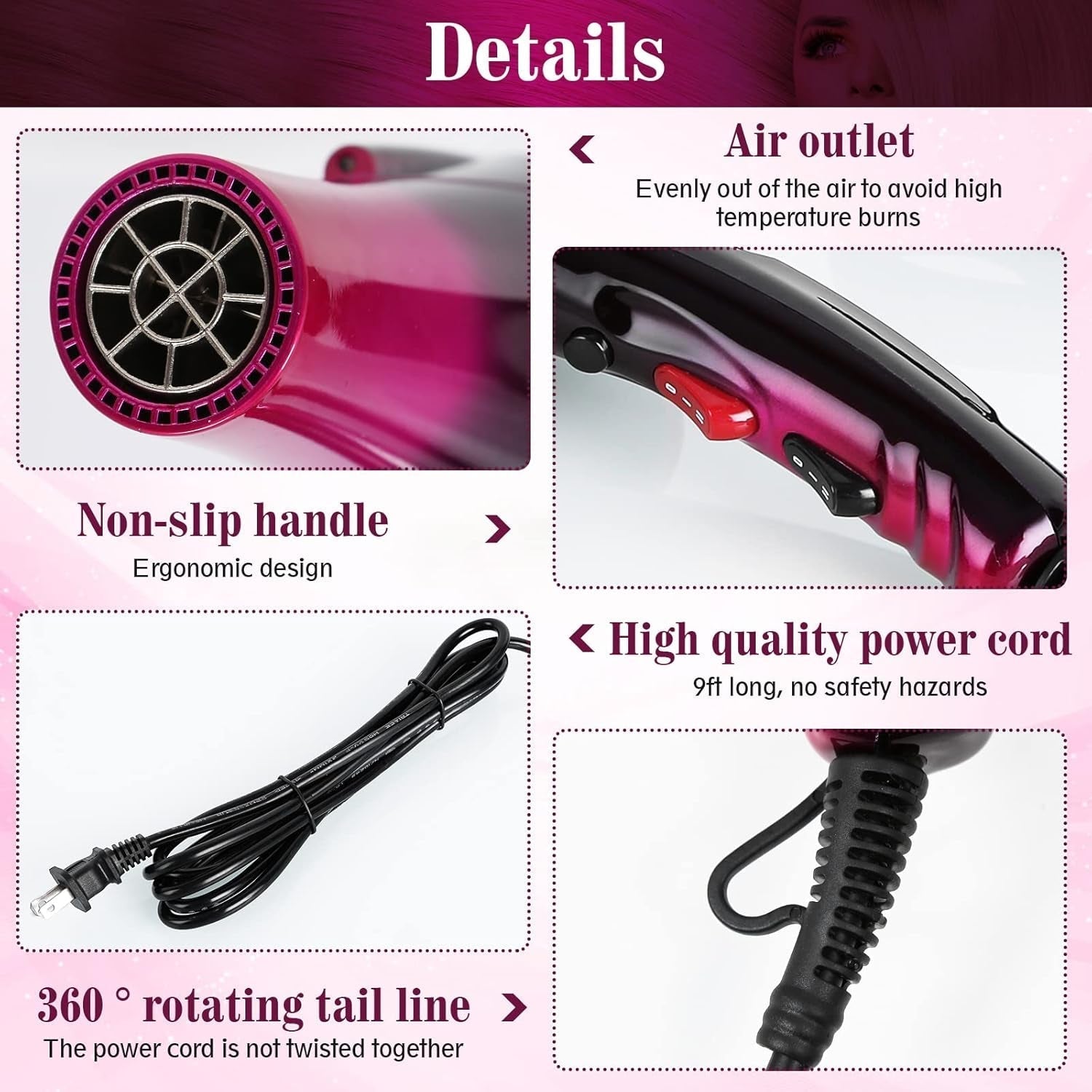 Hair Dryer 3500W Professional Blow Dryer Built-In Powerful AC Motor Diffuser Fast Drying Heat Hairdryer Powerful Home Salon Hair Dryers
