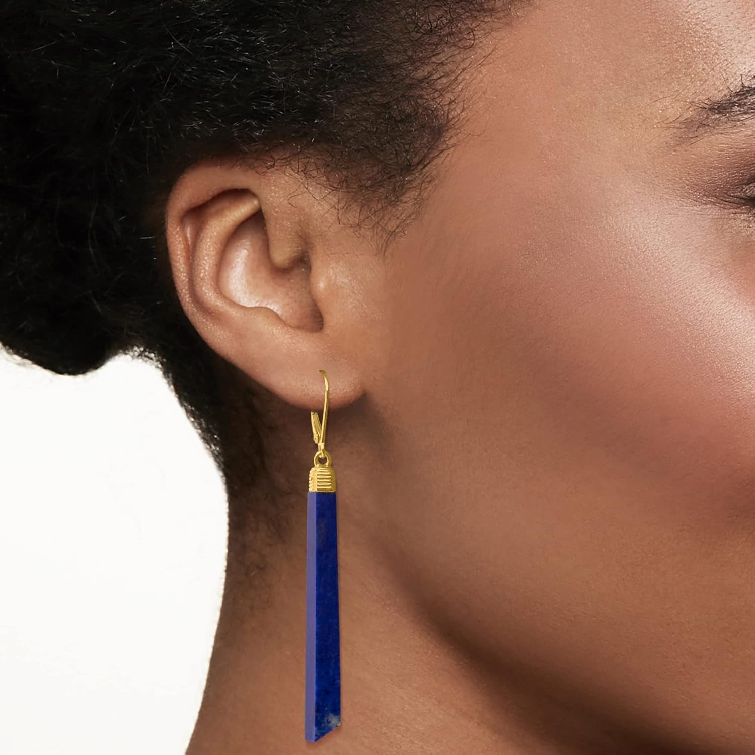 Lapis Linear Drop Earrings in 18Kt Gold over Sterling