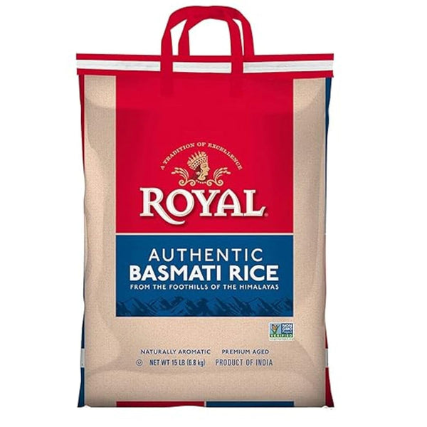 Authentic  - Naturally Aged Long Grain Indian White Basmati Rice - 15 Lbs
