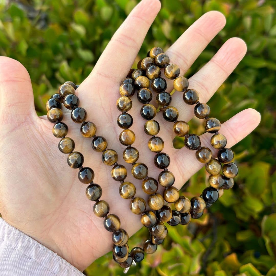 Premium 108 Mala Beads Malas Necklace - Natural Healing Gemstone Tibetan Buddhist Japa Prayer Meditation Reiki Chakra Stone Quartz Rock Women Men Jewelry