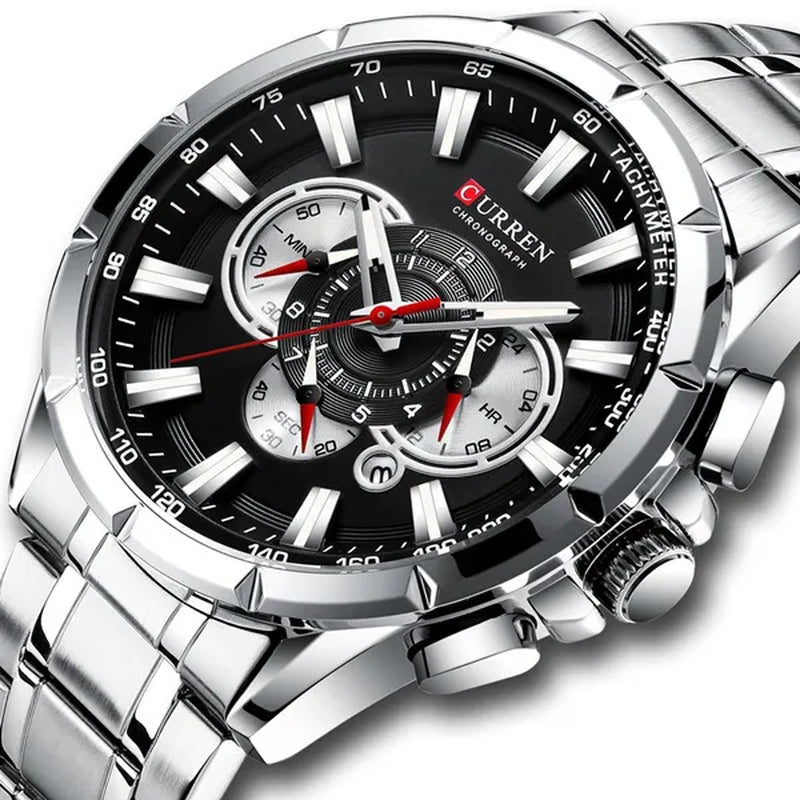 CURREN 8363 Watches For Men Luxury Chronograph Calendar Day Quartz Full Steel Men's Wristwatch