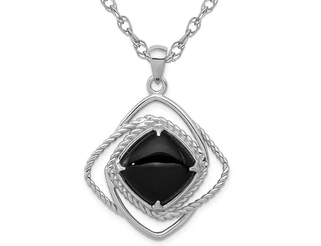Sterling Silver Black Onyx Pendant Necklace with Chain