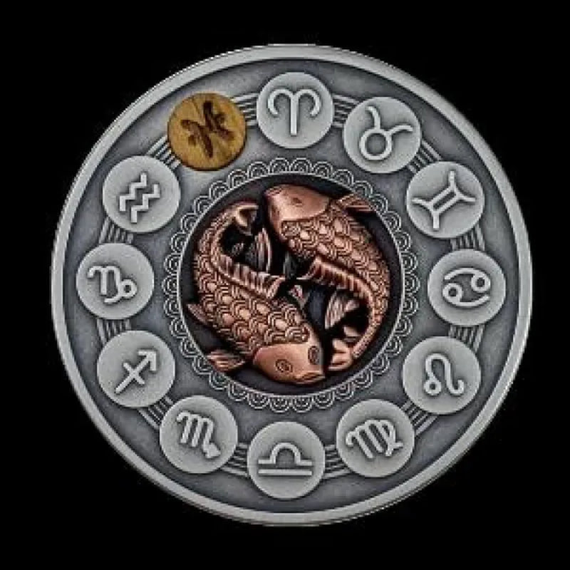 Zodiac 12 Constellation Relief Painting Commemorative Coins Replica Collectible Souvenir Gift