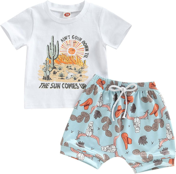 Baby Boy Clothes Toddler Summer Outfit Short Sleeve T-Shirt Tee Tops Joggers Casual Shorts 2Pcs Clothing Set