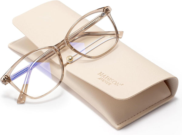 Blue Light Blocking Glasses Anti Eyestrain UV Glare Blue Light Glasses for Women with Case, TV Phone Computer Gaming Eyeglasses (Coffee Brown)