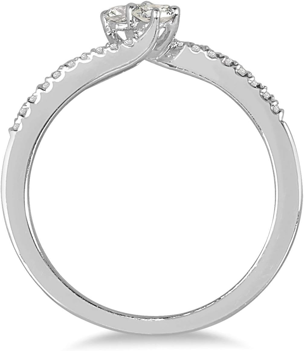AGS Certified 1/4 Carat TW Two Stone Diamond Ring in 10K White Gold