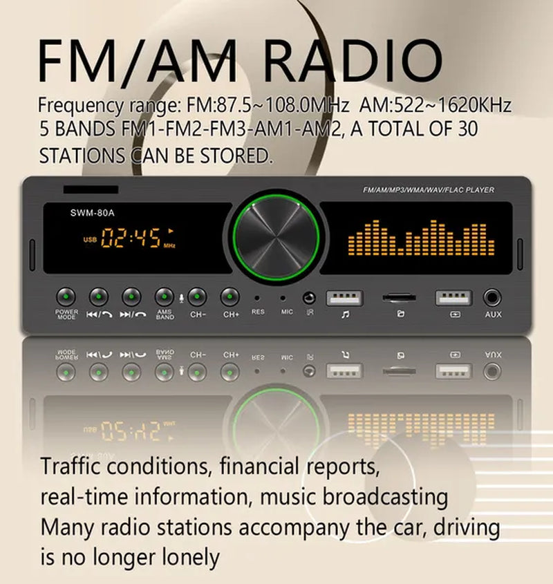 Hikity 1DIN In-Dash Car Radios Stereo Car MP3 Player Autoradio Bluetooth 12V Car Audio Music Support USB/SD/AUX-IN/AM/FM with Remote Control + Locate and Find the Car Function