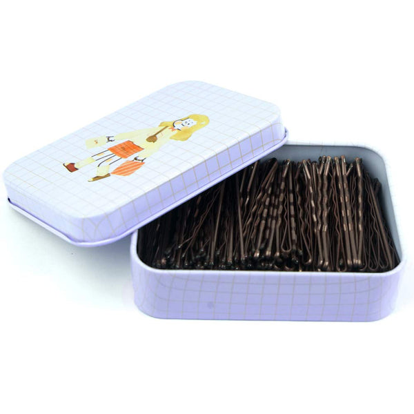 Hair Bobby Pins Brown with Cute Case, 200 CT Bobby Pins for Buns, Premium Hair Pins for Kids, Girls and Women, Great Hair Pins for Thick Hair and Thin Hair, 2 Inch (Brown)