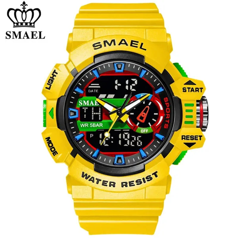 SMAEL Fashion Men Sport Watch Military Watches LED Light Quartz Clock Male Waterproof Wristwatch Stopwatch Big Dial Clock