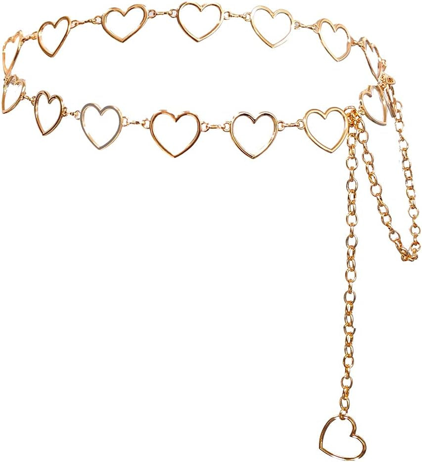 Women Waist Chain Belt Gold Silver Chain Belt Body Chains Jewelry for Dress Y2K Heart Chain