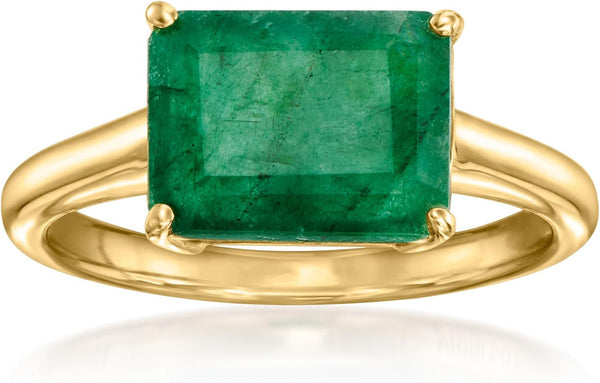 2.70 Carat Emerald Ring in 18Kt Gold over Sterling. Size 9