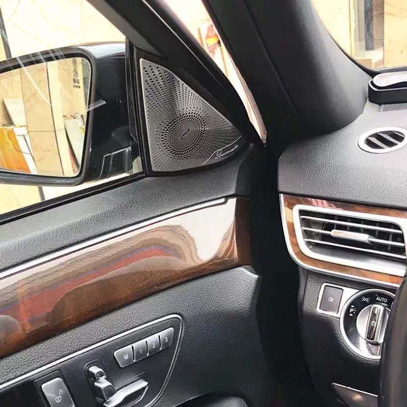 2PCS for Mercedes Benz E Class W212 2009 2010 2011 2012 2013 2014 2015 Interior Trim Car Styling Car Front a Pillar Audio Speaker Cover Stainless Steel Sticker Decor Accessories