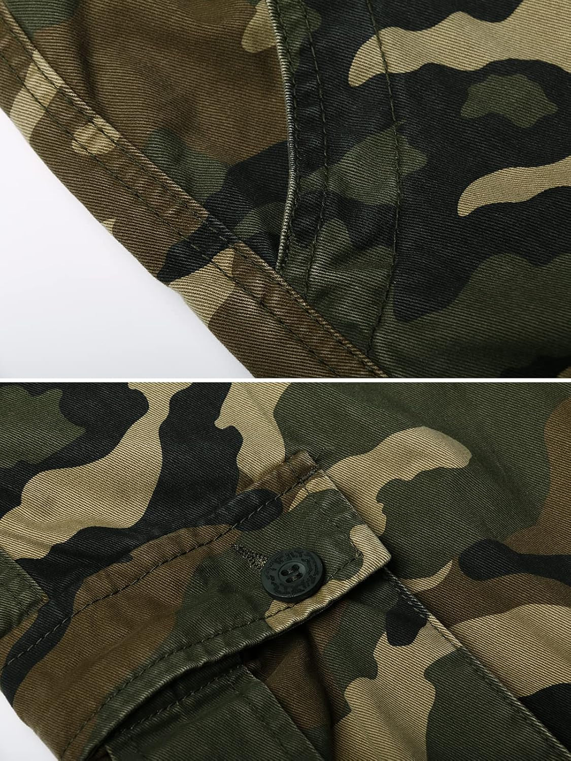 Men'S Cotton Casual Cargo Work Pants Baggy Camo Tactical Combat Trousers with 8 Pockets (No Belt)