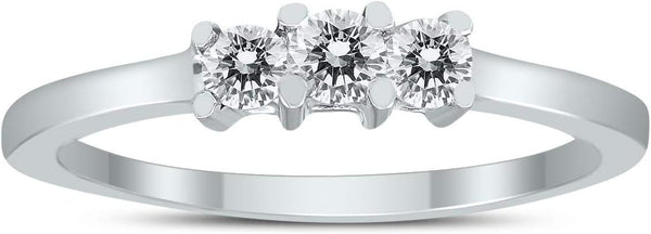 AGS Certified 1/4 Carat TW Three Stone Diamond Ring in 10K White Gold
