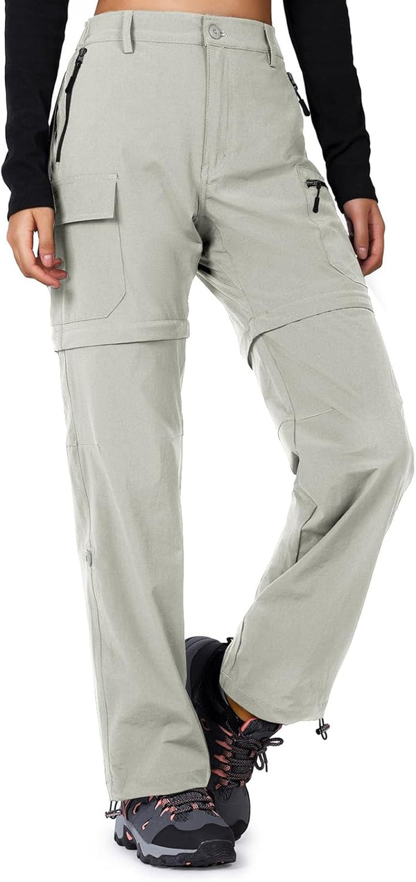 Women'S-Hiking-Pants-Convertible Quick-Dry-Stretch-Lightweight Zip-Off Outdoor Pants with 5 Deep Pockets