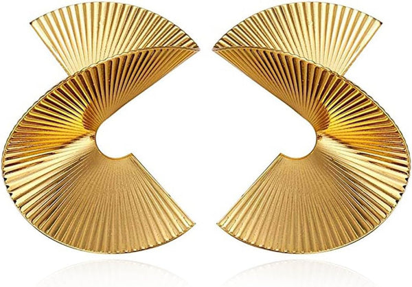 Gold Geometric Earrings Exaggerated Statement Earrings Punk Stylish Sectored Twisted Earring Jewelry for Women