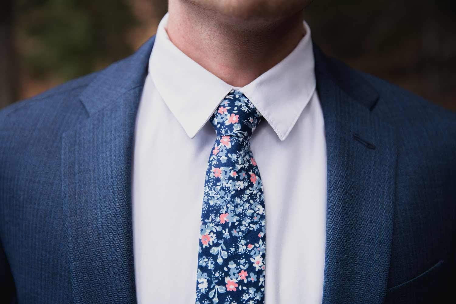 Men'S Skinny Tie Floral Print Cotton Necktie, Great for Weddings, Groom, Groomsmen, Missions, Dances, Gifts.