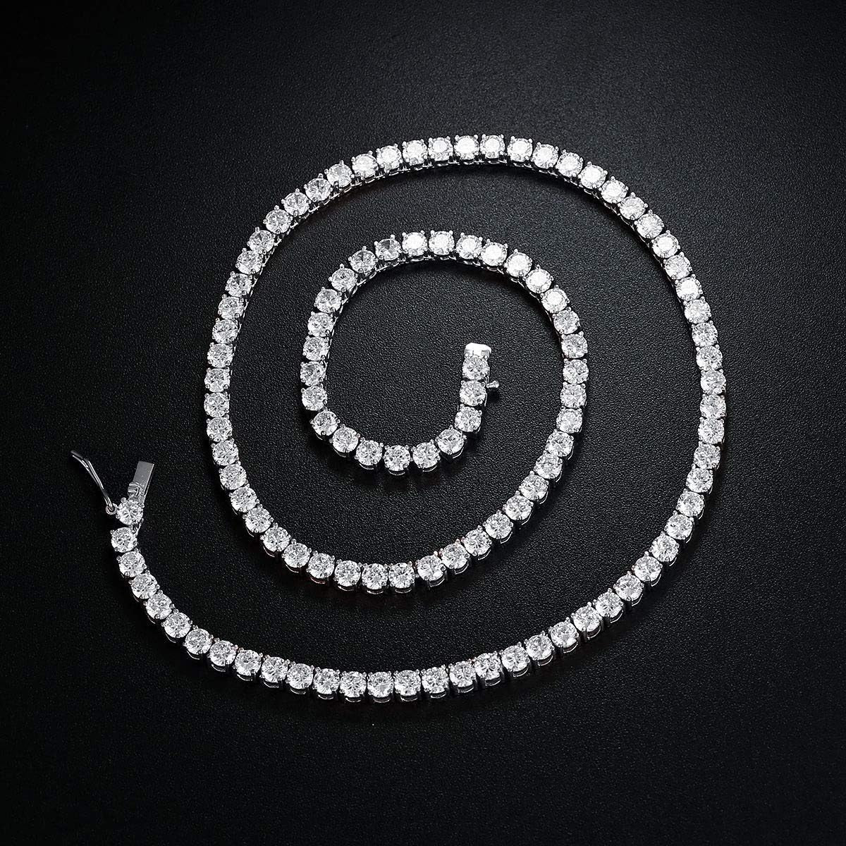 5.0-6.0Mm round Cubic Zirconia Cut Faux Diamond Tennis Chain for Women and Men 14-24 Inches