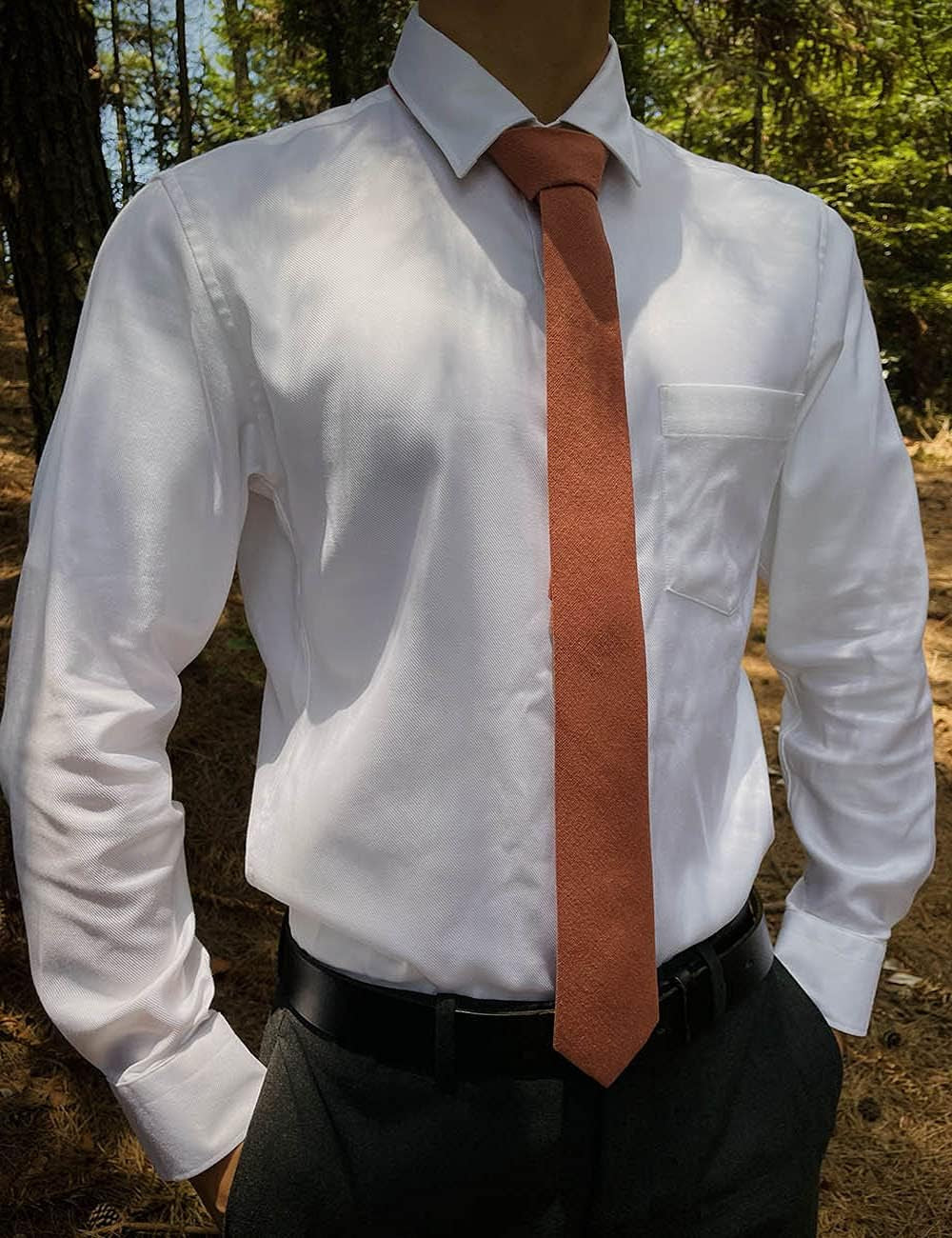 Mens Solid Color Necktie Cotton Neck Tie for Men