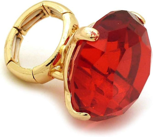Women'S Extra Big Crystal Colorful Stone Stretch Ring