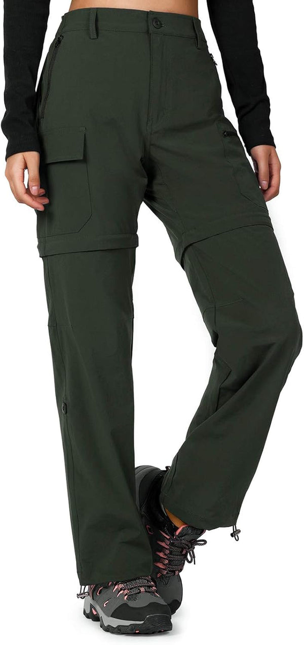 Women'S-Hiking-Pants-Convertible Quick-Dry-Stretch-Lightweight Zip-Off Outdoor Pants with 5 Deep Pockets