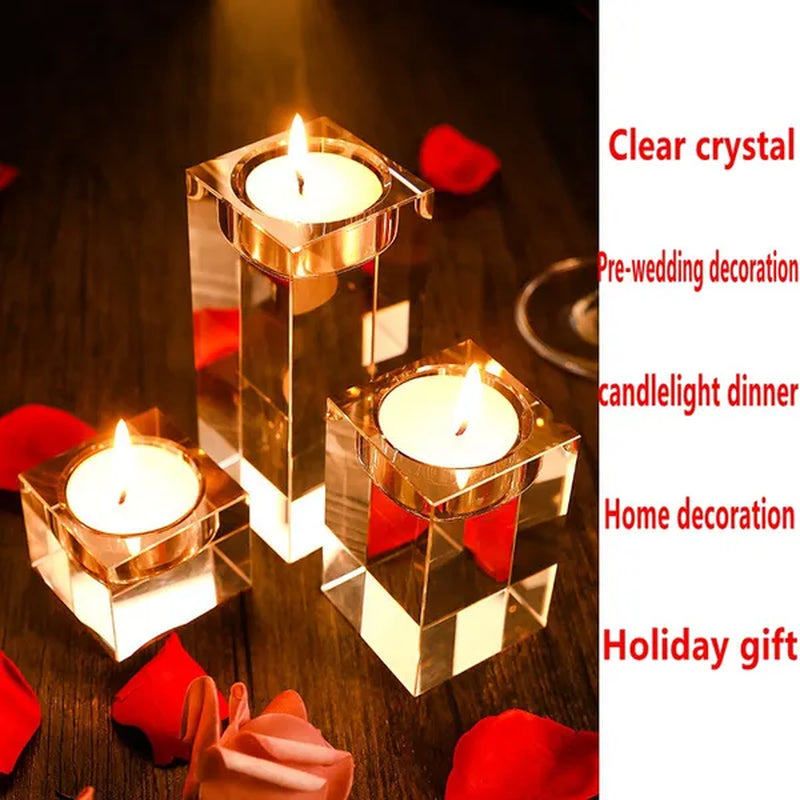 Home Decorations Crystal Candlestick Wedding Glass Candle Holder Table Centerpieces Bar Coffee Shop Decorations
