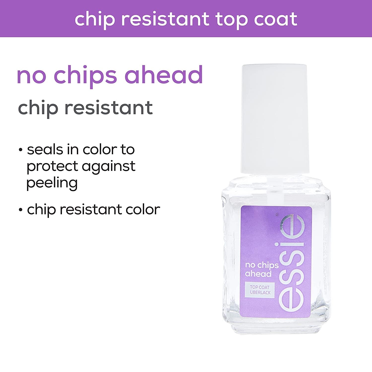 Nail Care, 8-Free Vegan, No Chips Ahead Top Coat, chip-resistant nail polish, 0.46 fl oz