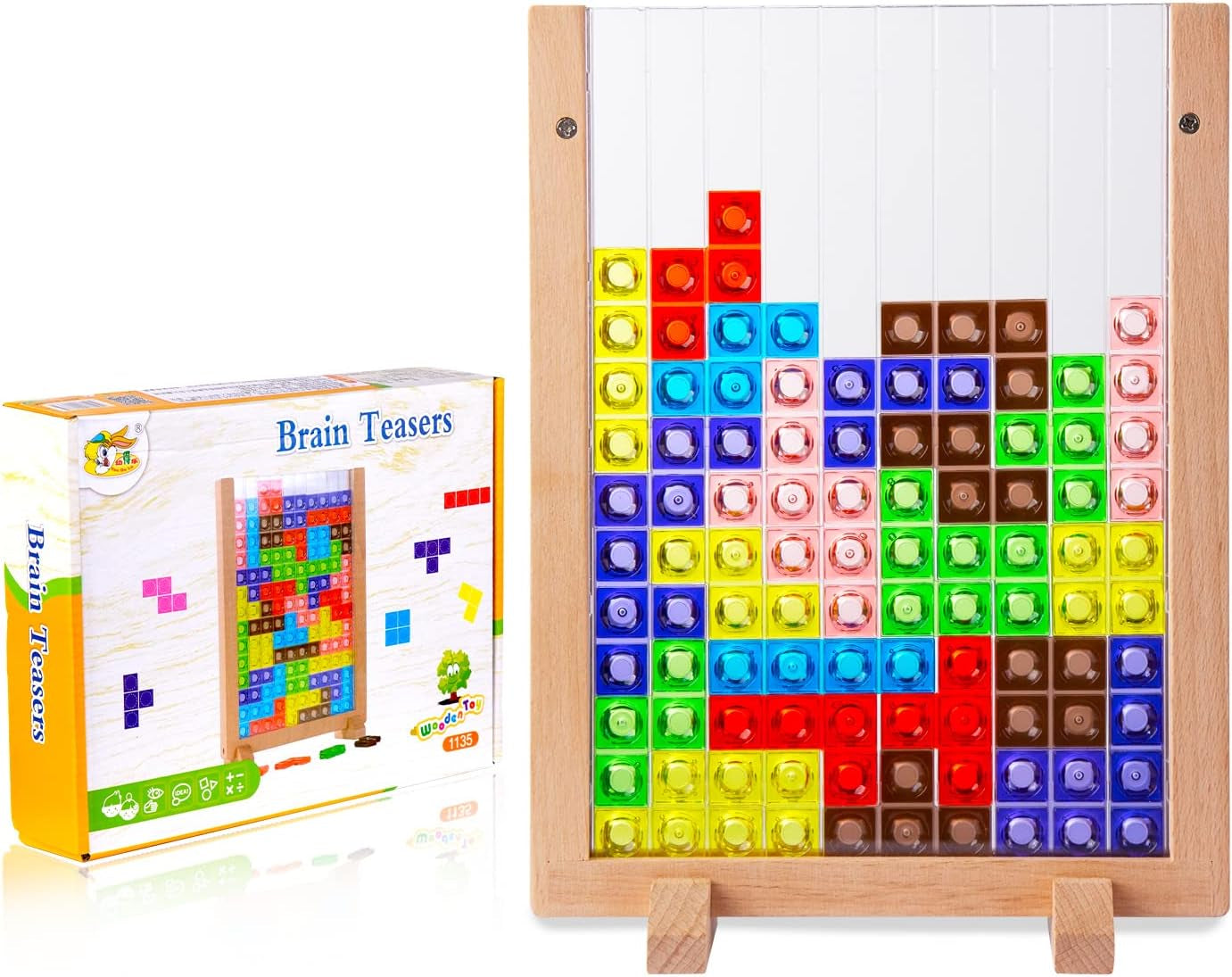 Russian Blocks Puzzle,3D Transparent Brain Teaser Toys, 3D Puzzles, Montessori Toys for 3 4 5 6 7 8 9 10 Year Old Boys Girls Kids