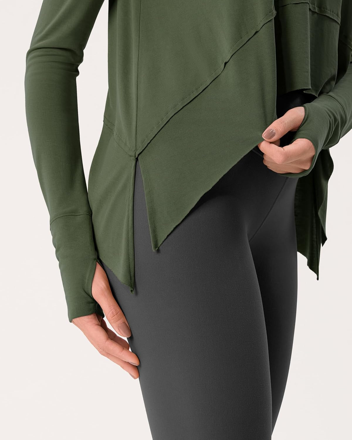 Long Sleeve Tee for Women with Thumb Hole Athletic Gym Workout Crop Tops Yoga Shirts