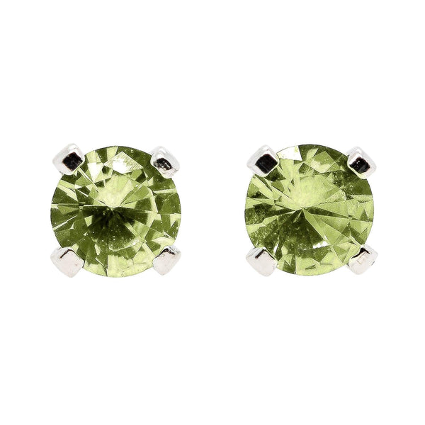 Tiny Birthstone Gemstone Post Stud Earrings in Sterling Silver | Multiple Color Choices & Sizes | Birthday Earrings for Women (6Mm, August | Lime Green Peridot)