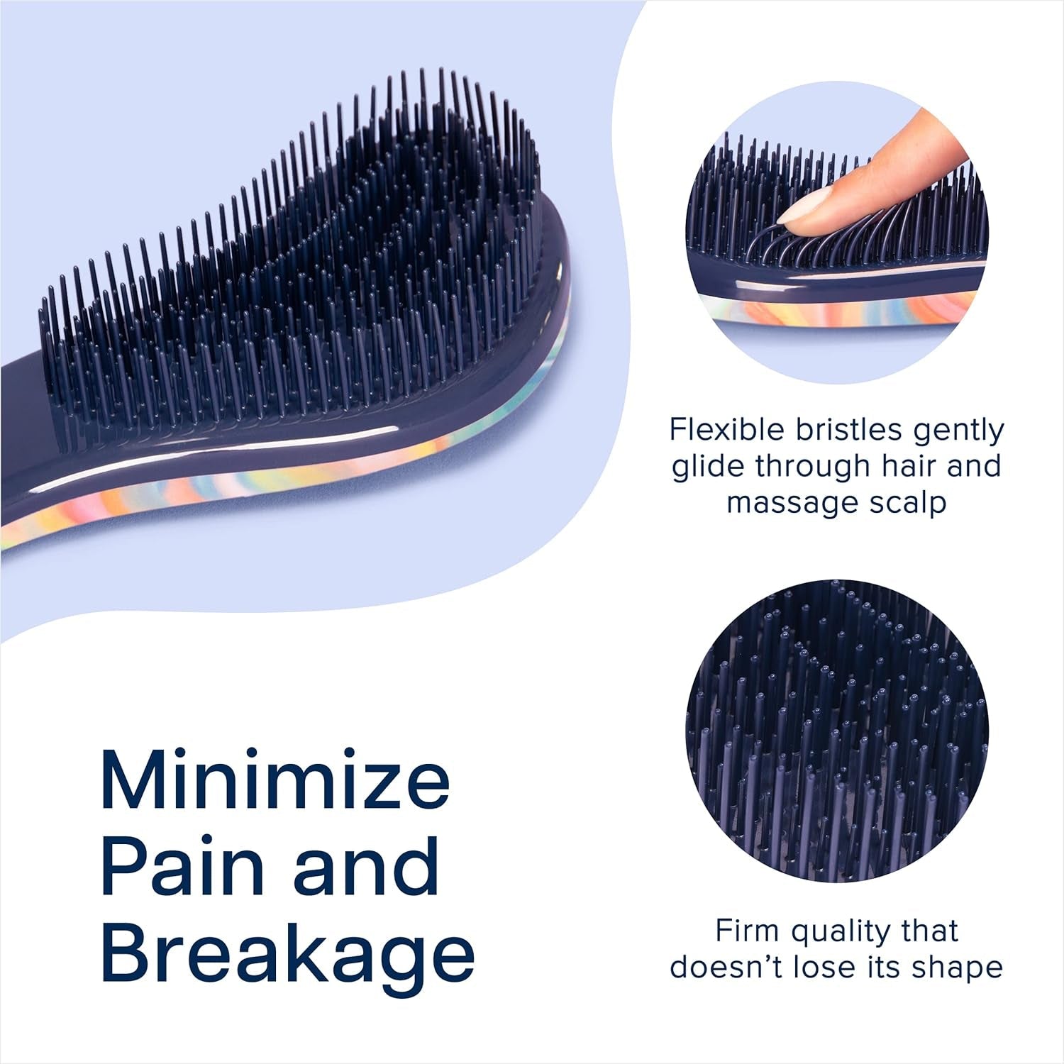 Glide Thru Detangling Brush for Adults and Kids - Detangler Hair Brush for Curly or Straight, Wet or Dry Hair - Gentle on Tangles Hairbrush and Comb - 7.5 X 3-Inch, Soft Hazy Swirl