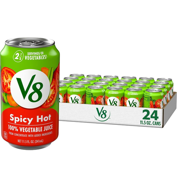 Spicy Hot 100% Vegetable Juice, 11.5 Fl Oz Can (24 Pack)