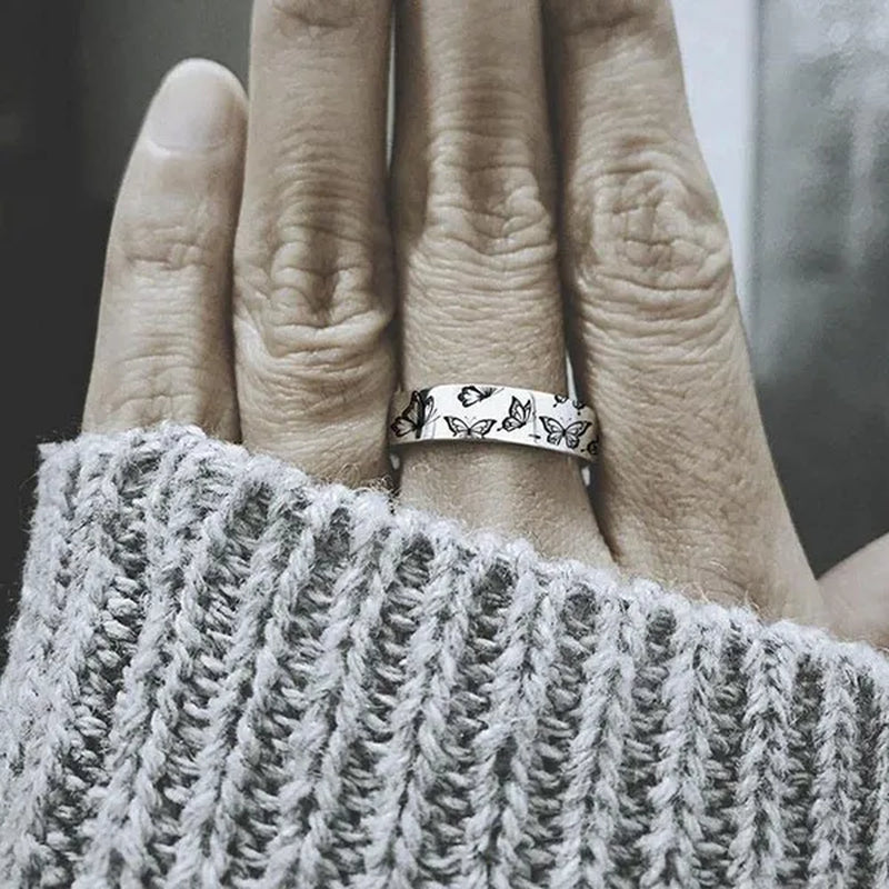 Women'S Butterfly Ring, No Diamonds Butterfly Ring, 925 Sterling Silver Engagement Ring, Wedding Rings, Fashion Jewelry, Size 5 6 7 8 9 10