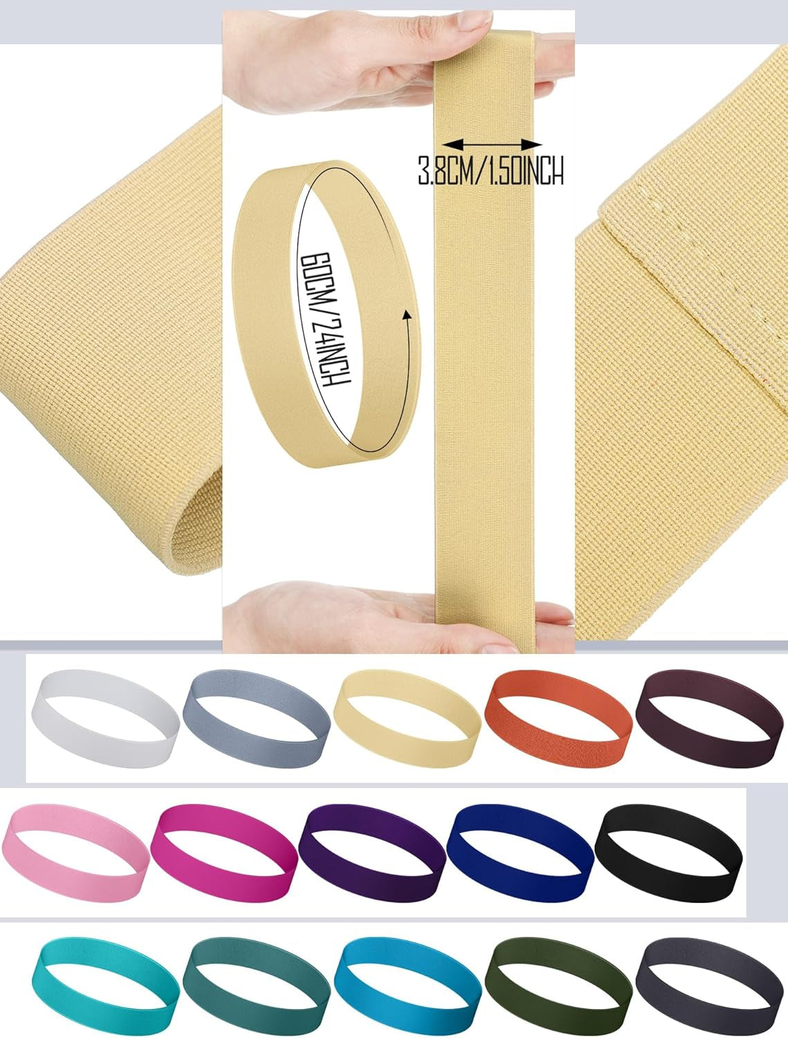 15 Pcs Hat Band Stretchable Ribbon for Panama, Western Cowboy, Straw Hats - Accessories for Women and Men