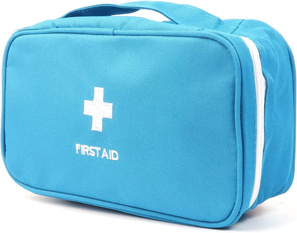 First Aid Bag First Aid Kit Empty Medical Storage Bag Red Trauma Bag for Emergency First Aid Kits Car Workshop Cycling Outdoors (Blue Handle)