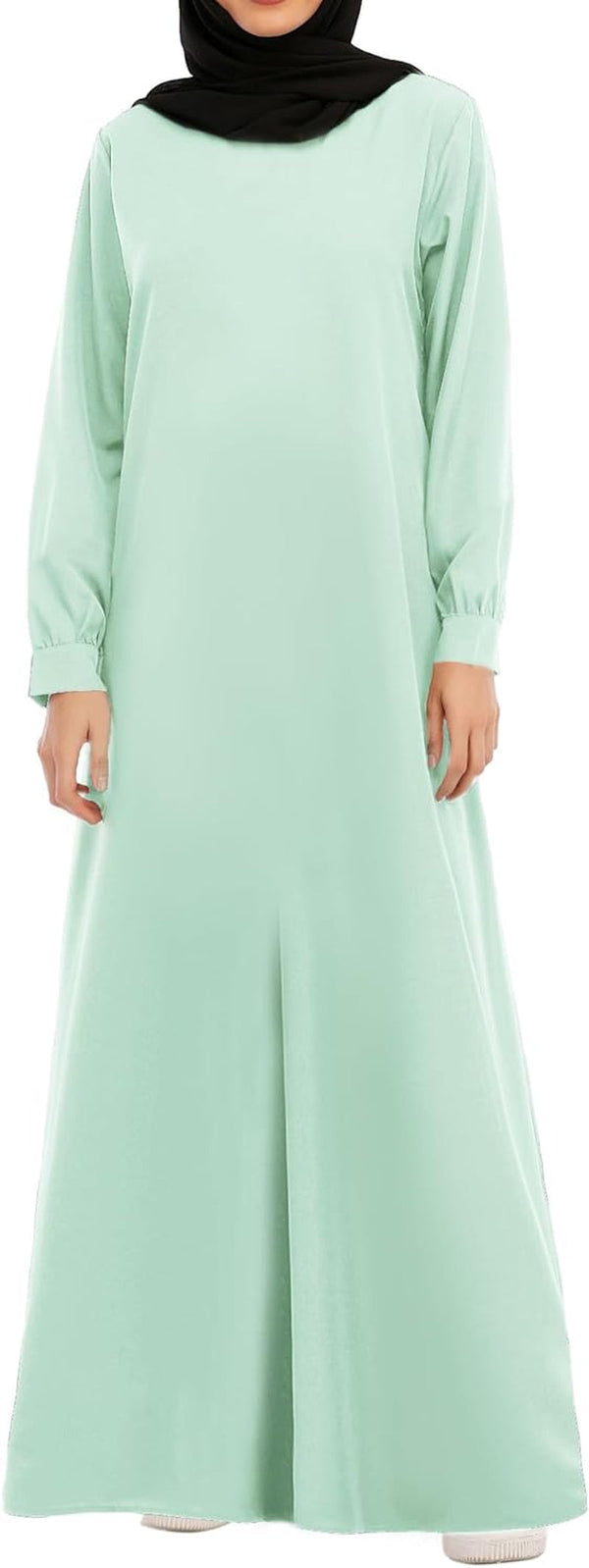 Womens Abaya Long Sleeve Muslim Dress Prayer Clothes Casual Islamic Kaftan with Pocket