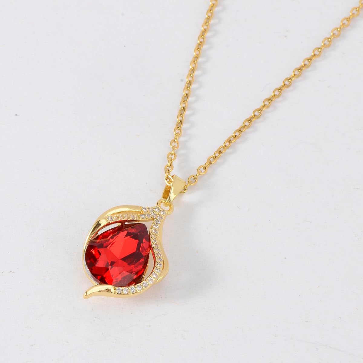 Cubic Zirconia Pendant Necklace Women - 14K Gold Plated CZ Simulated Diamond Crystal Lucky Tree of Life Cross Teardrop Rhinestone Necklace for Wedding Party Prom Bride Bridesmaids Birthday Gift