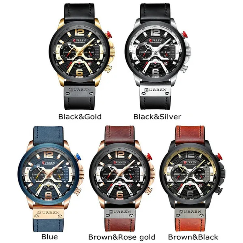TOP SALE CURREN 8329 Mens Watches with Multi-function Quartz Chronograph Calendar Watch