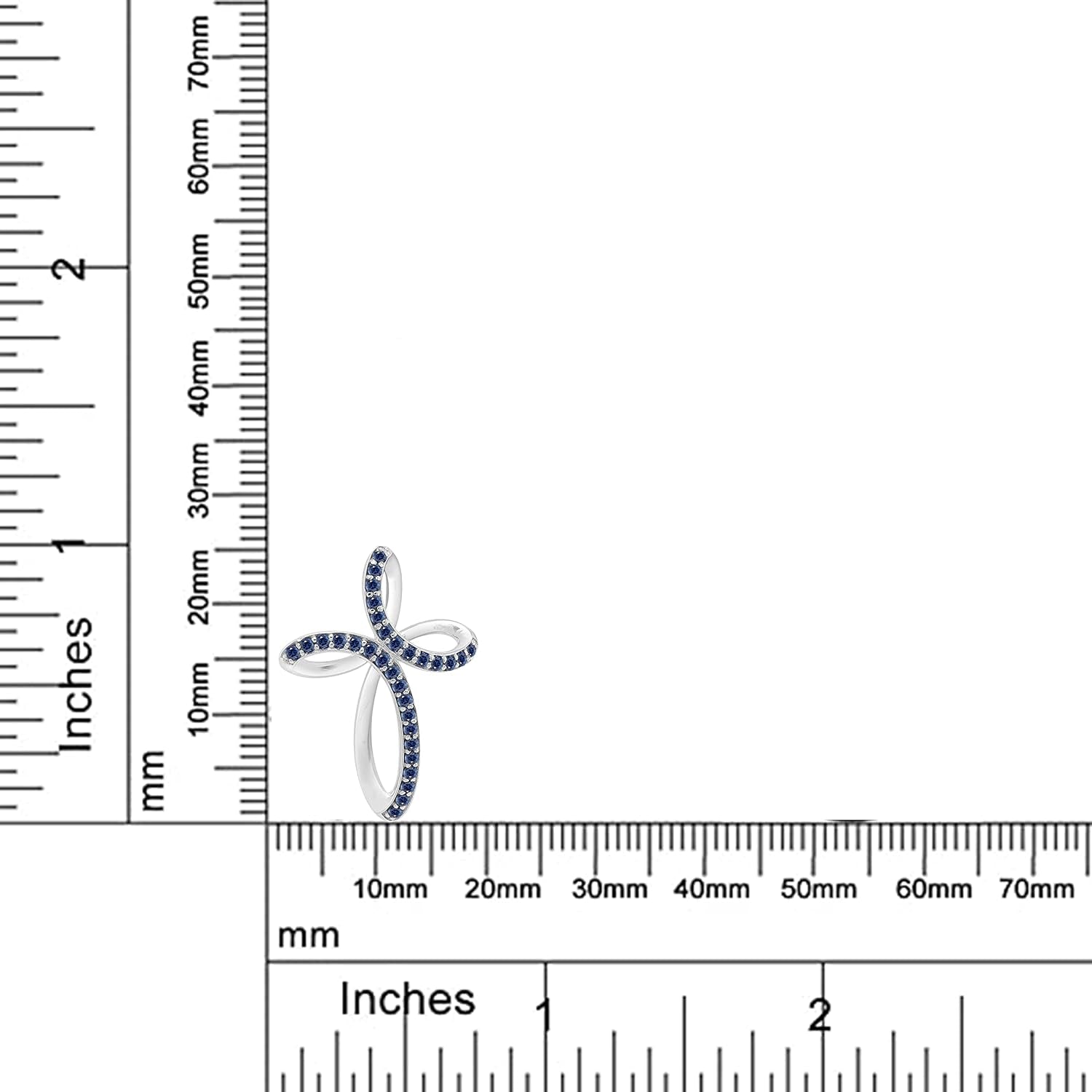 1.2MM round Cut Blue Sapphire Infinity Cross Necklace Pendant - 14K White Gold over 925 Sterling Silver Twist Cross Necklace for Women with 18" Chain (Clarity-Vvs1, Color-Blue, 0.12 Carat)