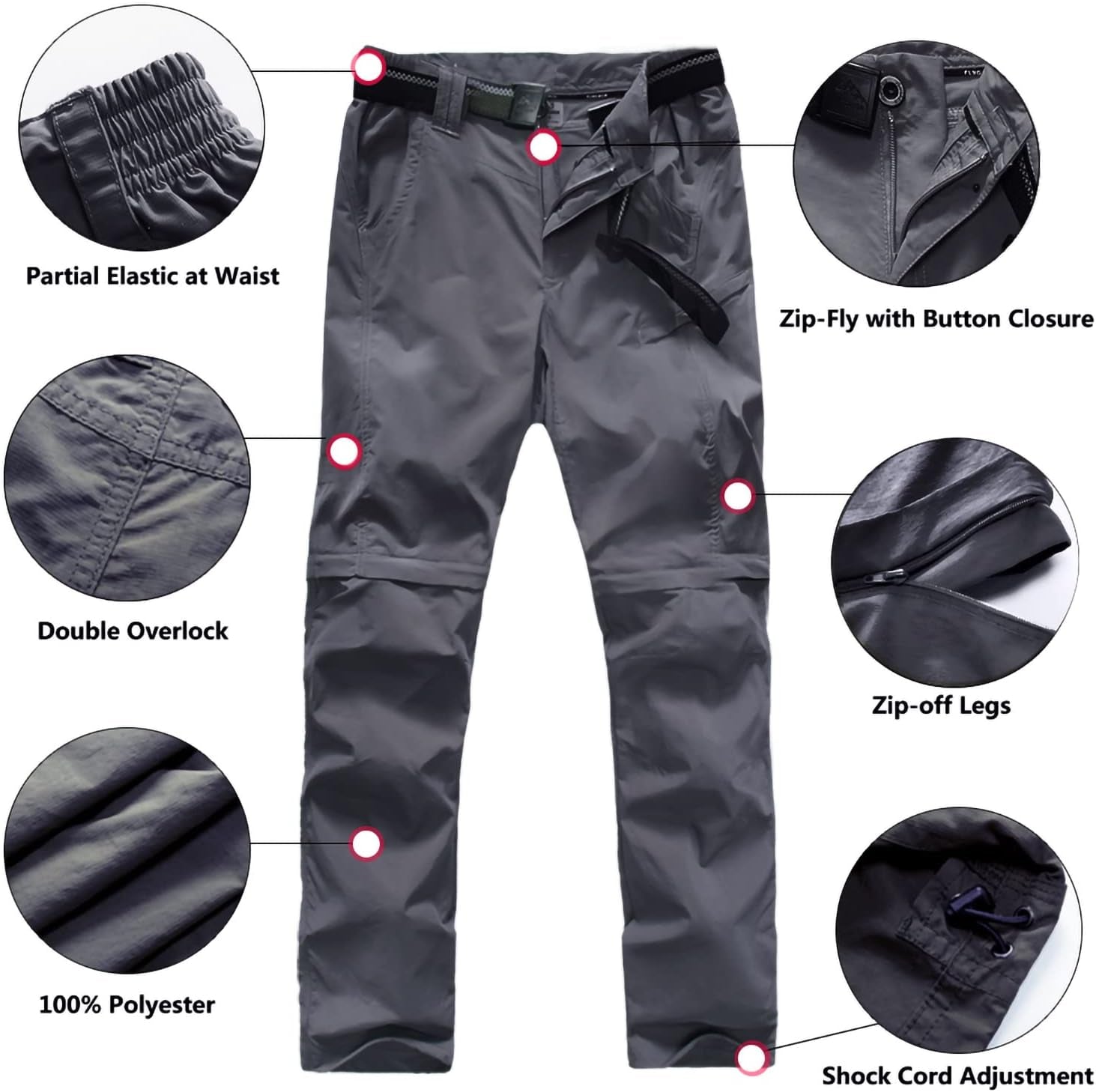 Boy’S Scout Pants Convertible Hiking Quick Dry Zip off Pants Outdoor Climbing Casual Trouser Kids Youth Cargo Pants