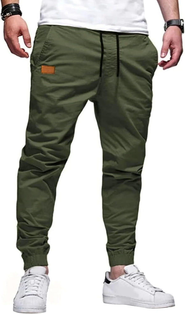 Joggers for Men Cotton Drawstring Chino Cargo Pants Hiking Outdoor Twill Track Jogger Sweatpants