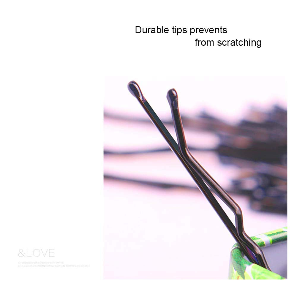 Hair Bobby Pins Brown with Cute Case, 200 CT Bobby Pins for Buns, Premium Hair Pins for Kids, Girls and Women, Great Hair Pins for Thick Hair and Thin Hair, 2 Inch (Brown)